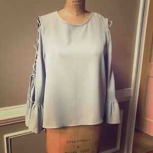 Long sleeve blouse with ruffled sleeves, size M